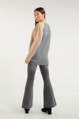 Maglione Bicolore con Dettagli Strass