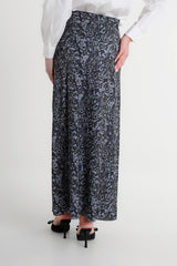 Long skirt with blue and gray paisley pattern