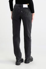 Black washed straight-fit jeans