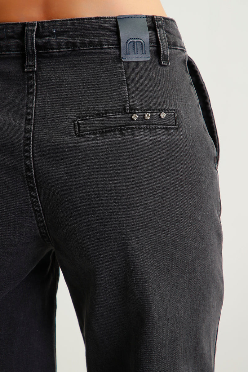 Jeans palazzo nero slavato