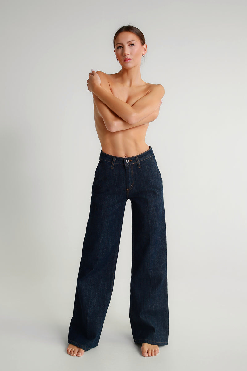 Jeans a palazzo blu indaco