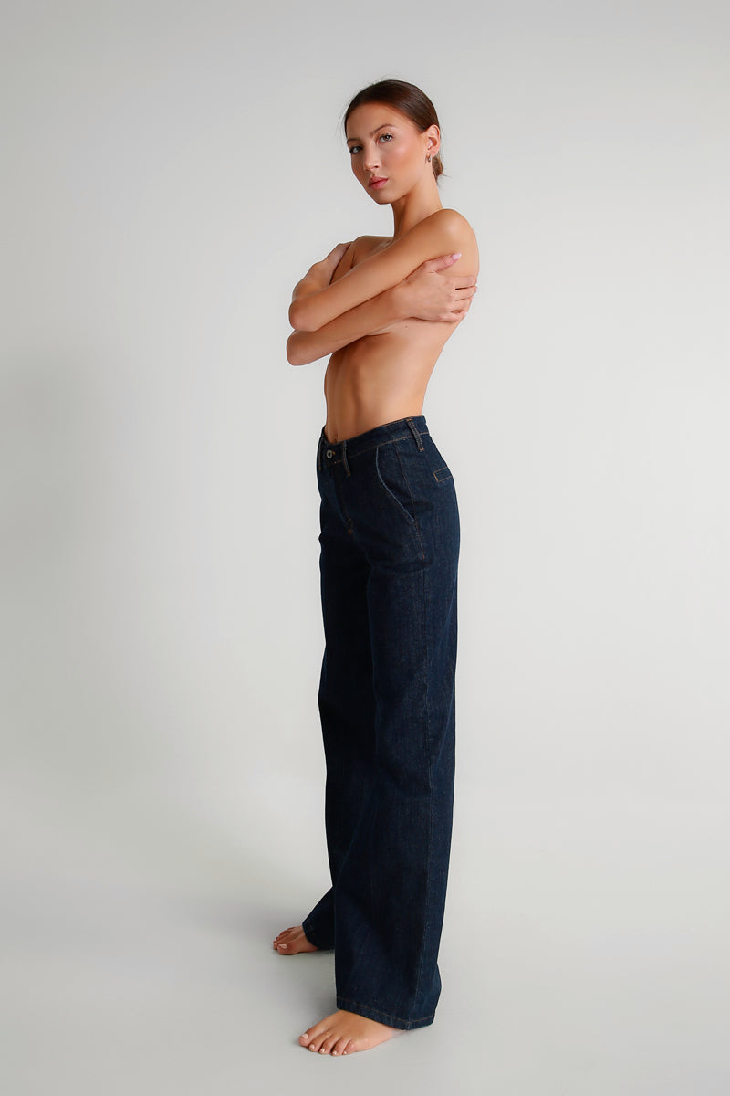 Jeans a palazzo blu indaco