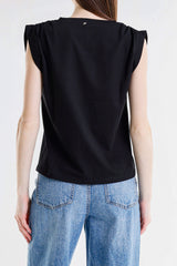 Top Donna Sleeveless con Dettagli Luminosi – Fit Morbido, Stile Minimal Chic