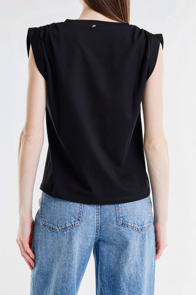 Top Donna Sleeveless con Dettagli Luminosi – Fit Morbido, Stile Minimal Chic