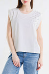 Top Donna Sleeveless con Dettagli Luminosi – Fit Morbido, Stile Minimal Chic