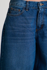 Blue palazzo jeans with turn-up