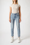 Light Blue Regular Waist Mom Fit Jeans with Crop Leg