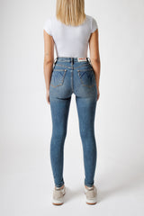 High-Waisted Blue Skinny Jeans