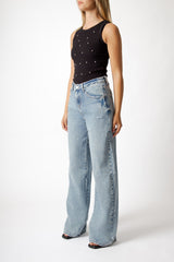 Jeans wide leg effetto used