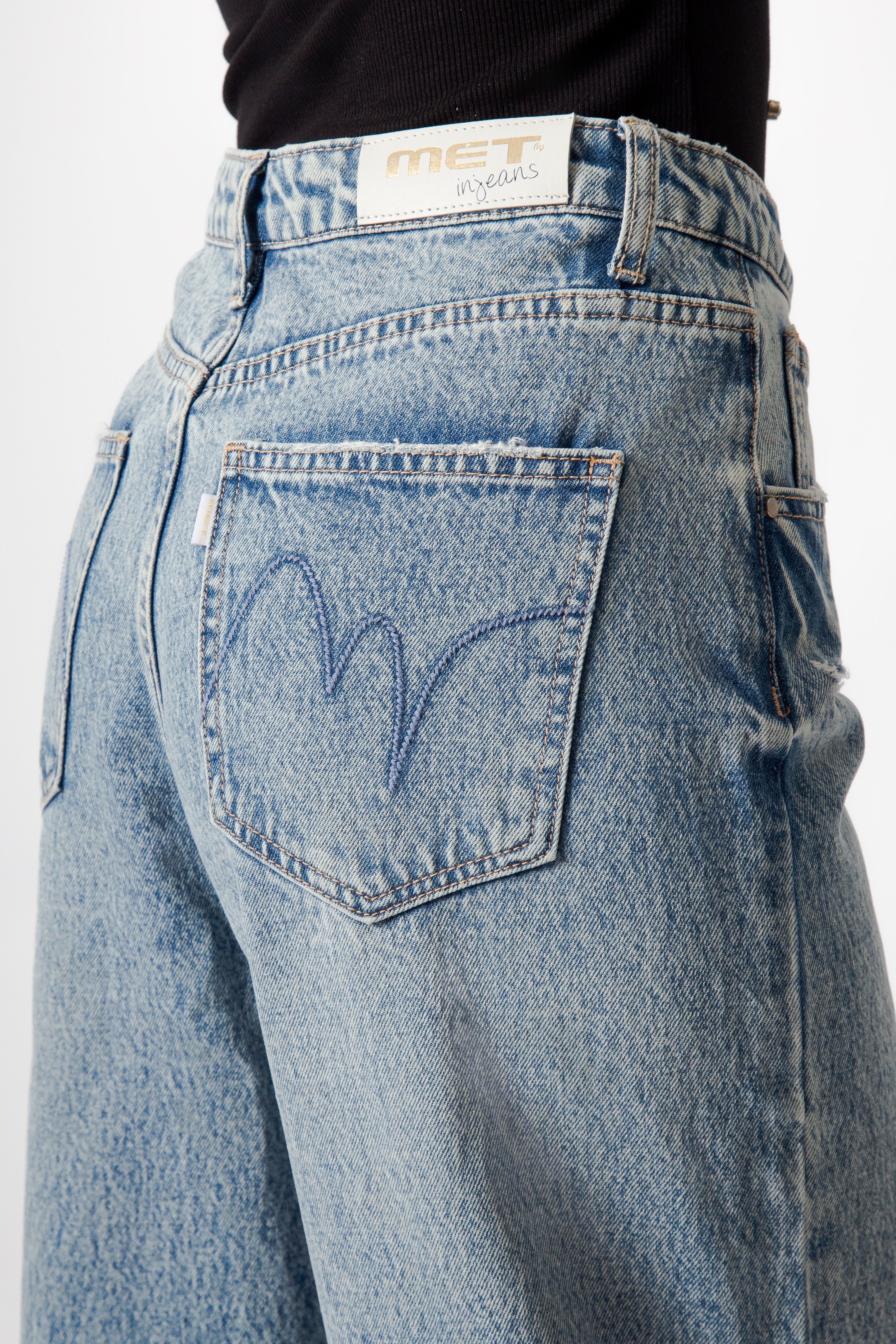 Jeans wide leg effetto used