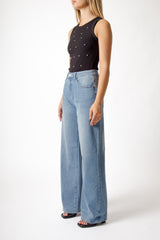 Jeans wide leg in denim stretch