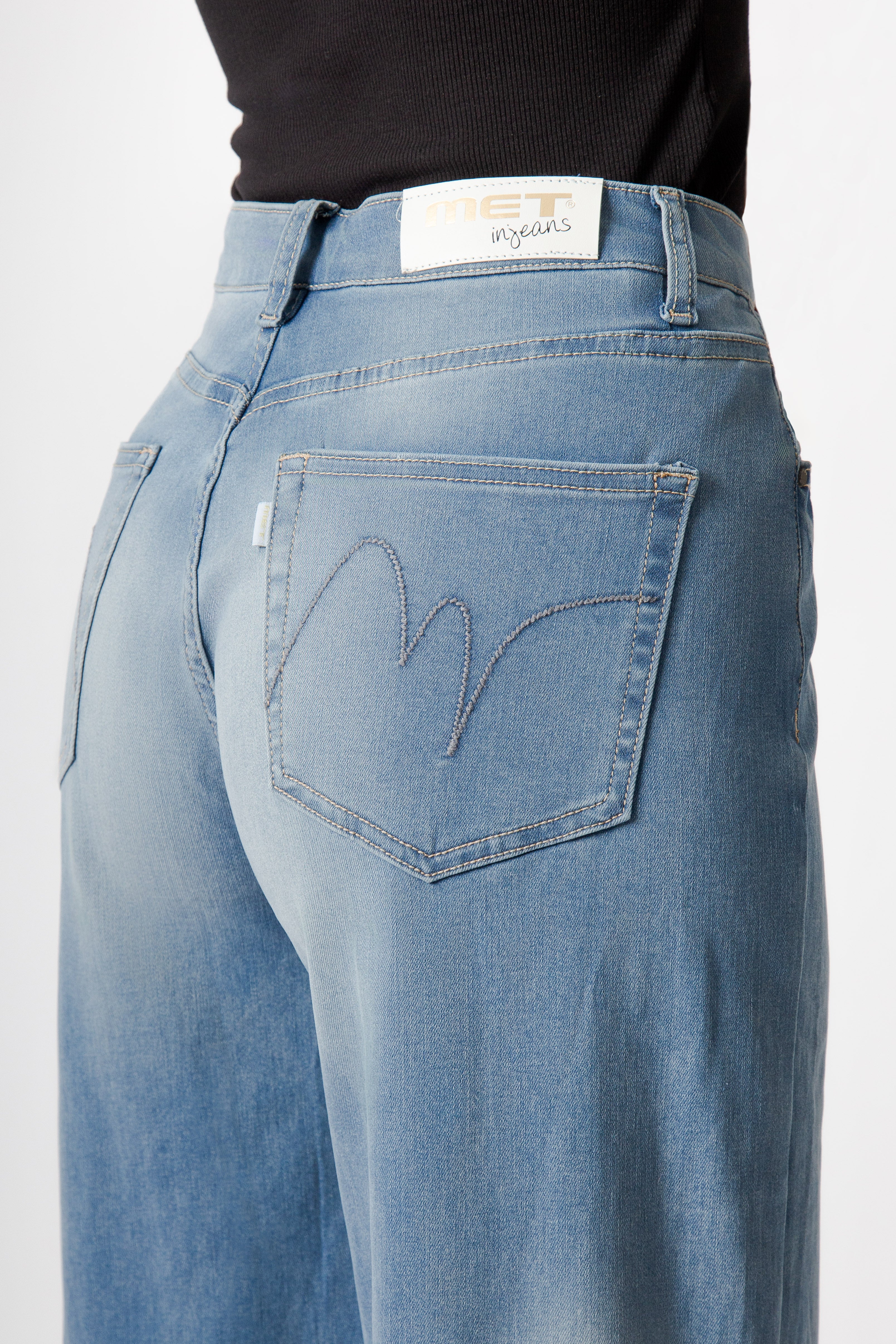 Jeans wide leg in denim stretch