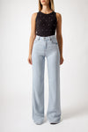 Jeans wide leg in denim chiaro