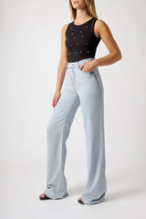 Jeans wide leg in denim chiaro