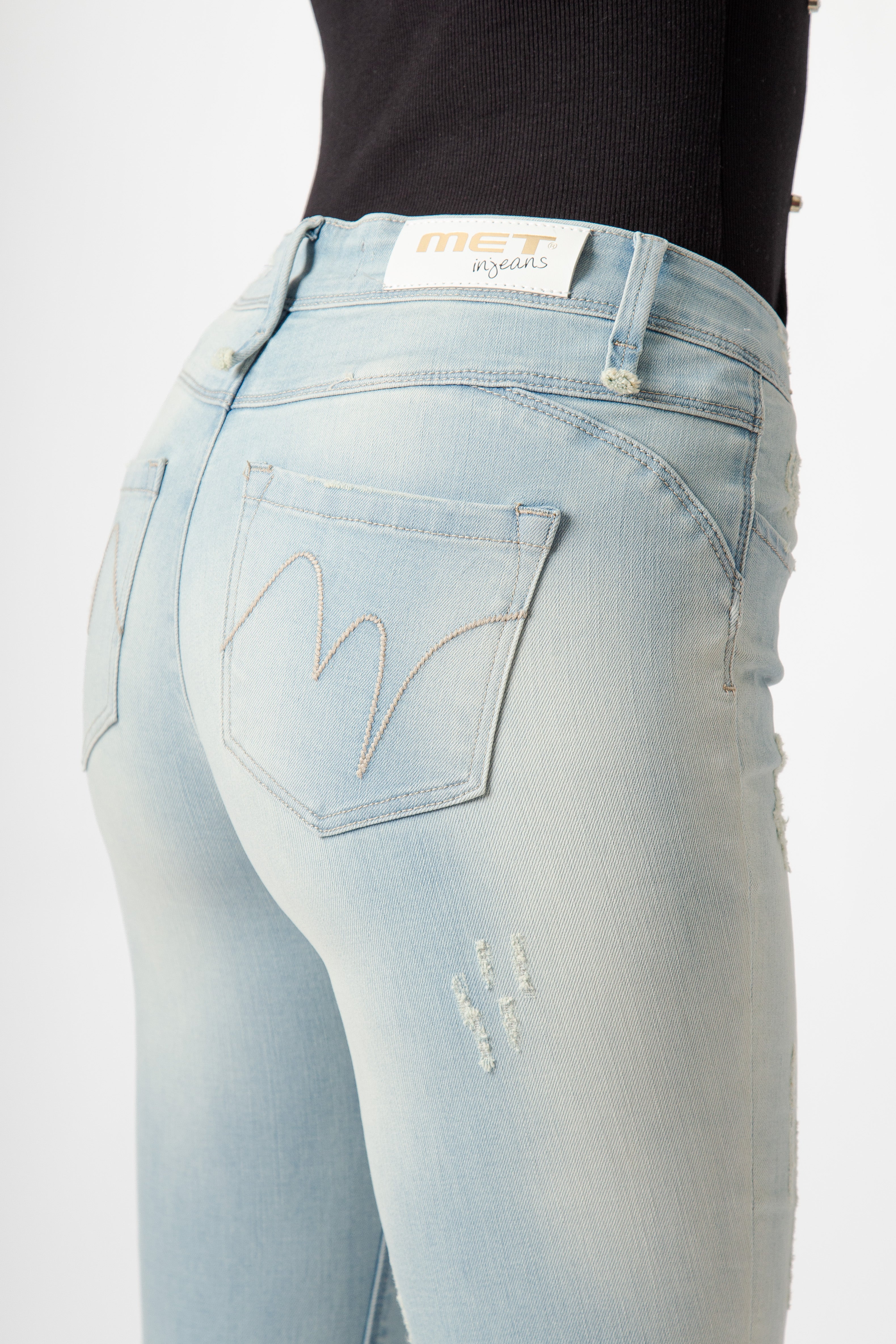Jeans Donna Wide Leg Destroyed – Denim Chiaro Effetto Vintage