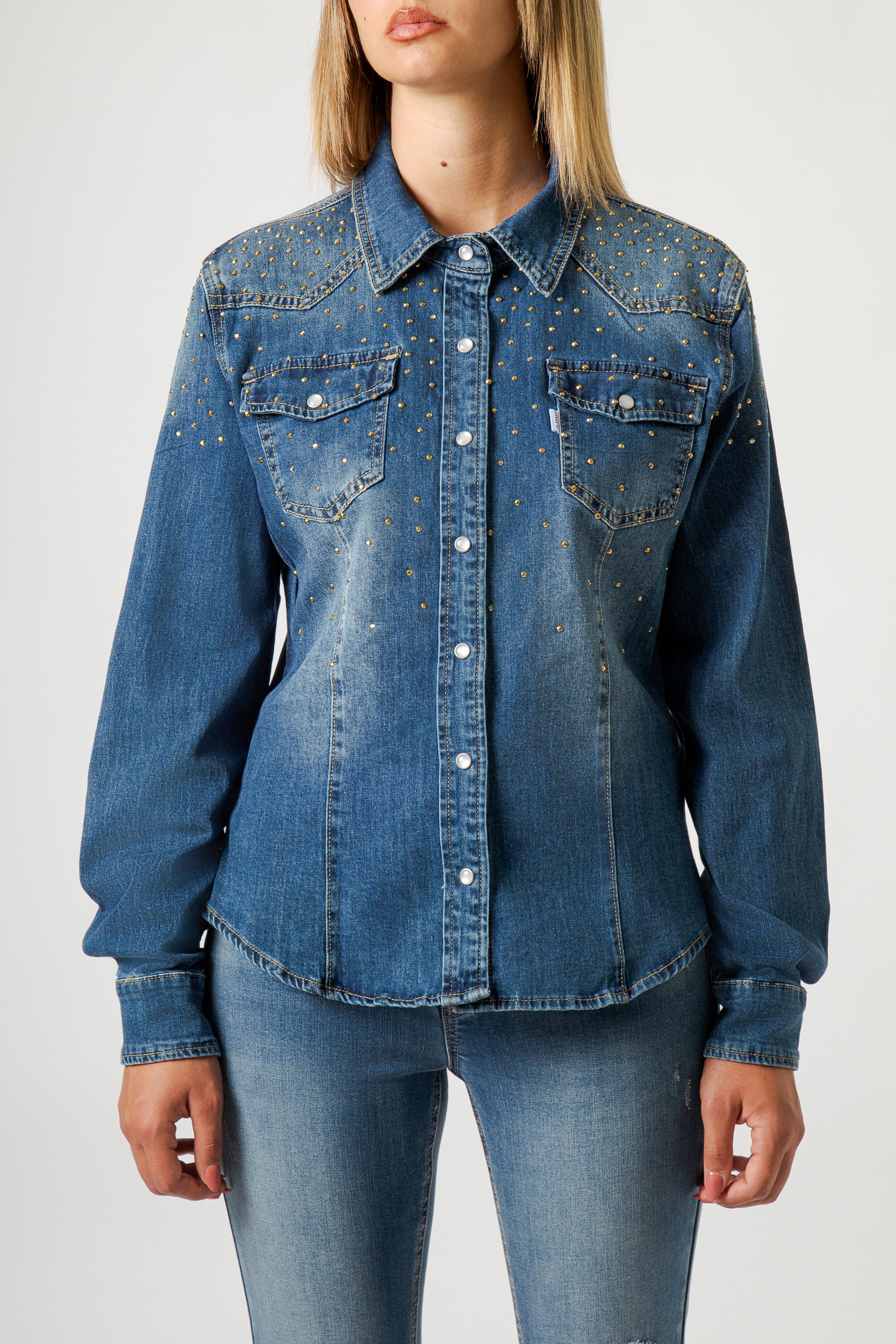 OVERSIZE SHIRT WITH RHINESTONES