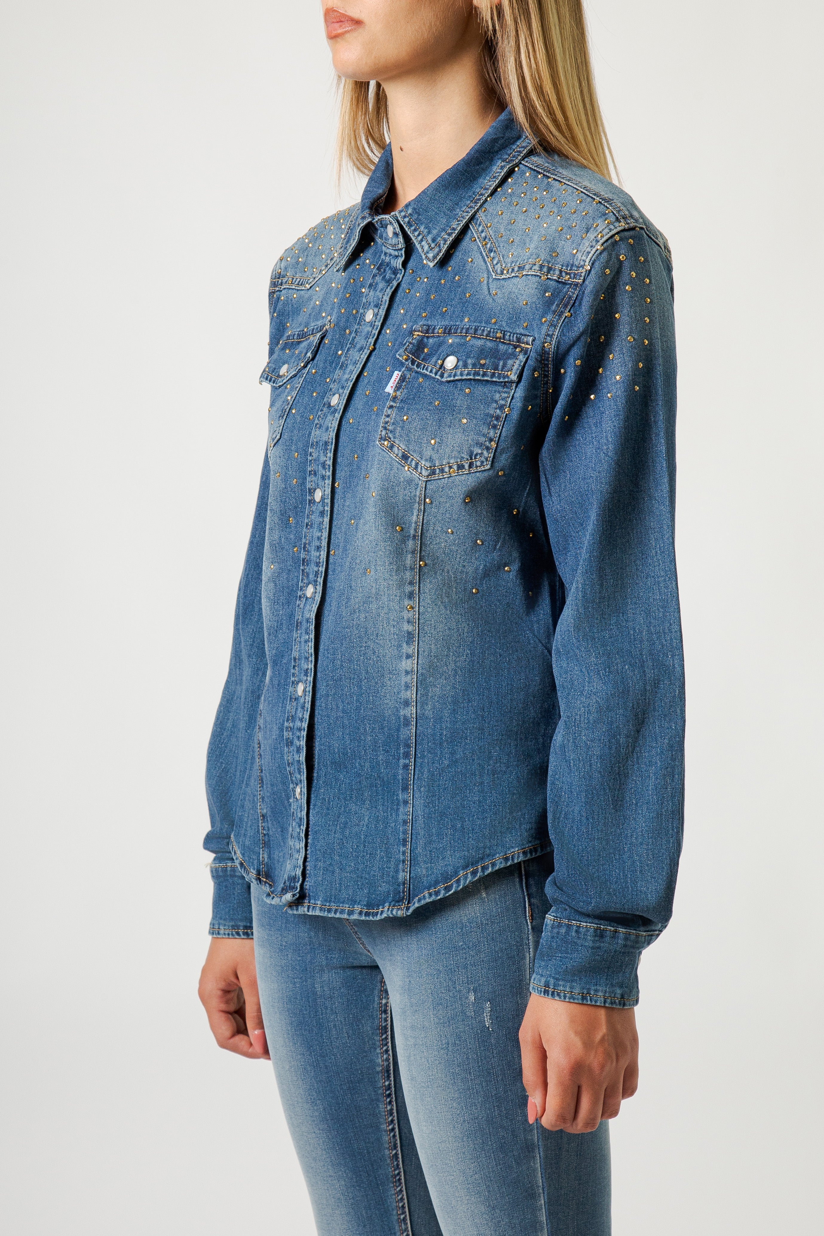 OVERSIZE SHIRT WITH RHINESTONES