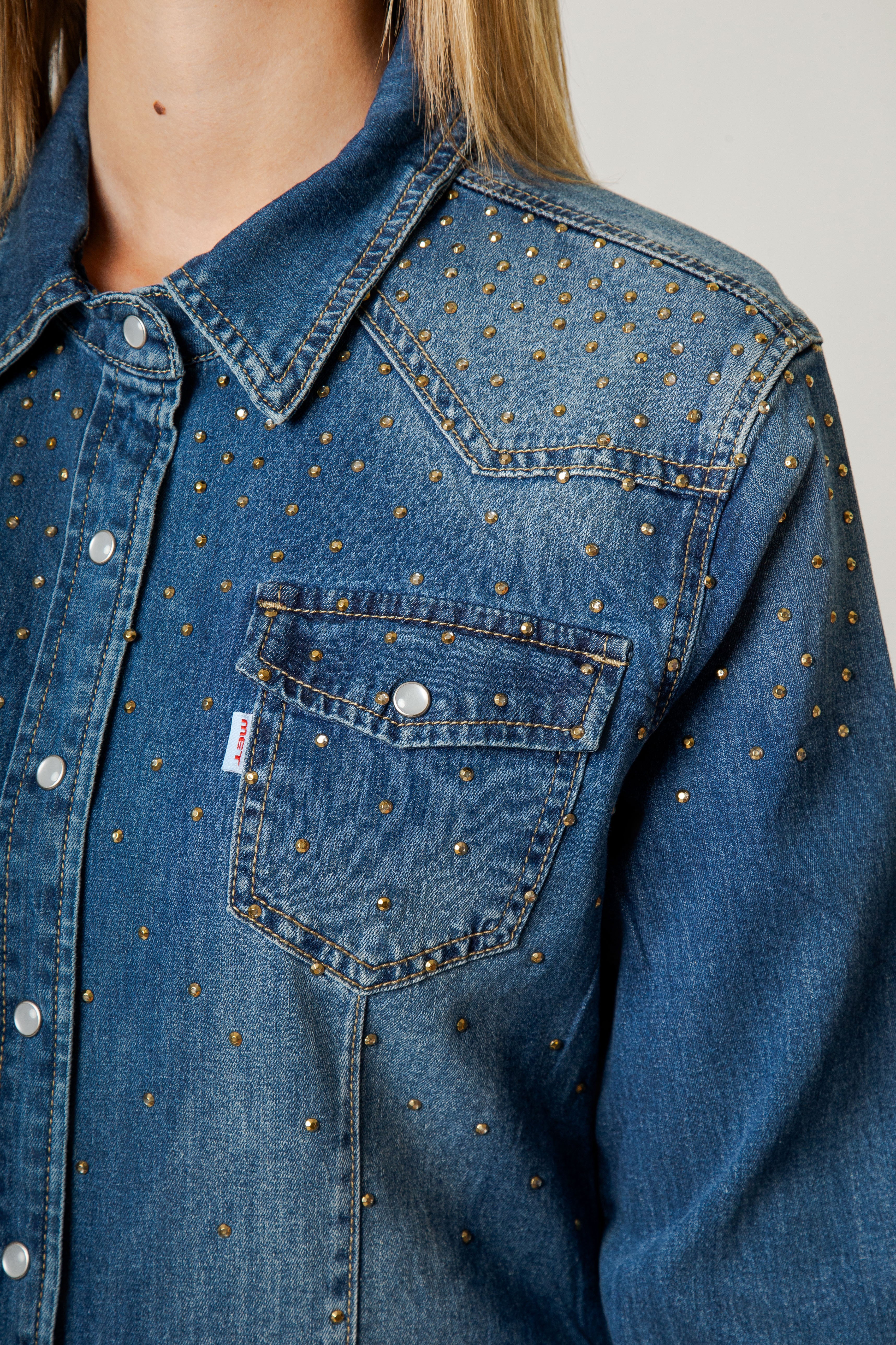 OVERSIZE SHIRT WITH RHINESTONES