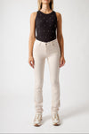 Jeans Donna Straight Fit Beige con Micro Strass – Vita Media, Stile Elegante Moderno
