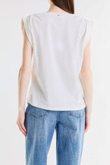 Top Donna Sleeveless con Dettagli Luminosi – Fit Morbido, Stile Minimal Chic