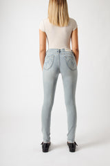 Jeans Donna Skinny Fit Denim Chiaro con Micro Strass – Vita Media, Effetto Second Skin