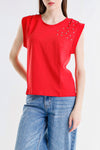 Top Donna Sleeveless con Dettagli Luminosi – Fit Morbido, Stile Minimal Chic