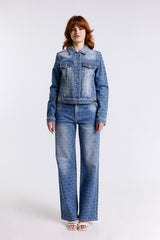 DENIM TROUSERS WITH LOGO PRINT