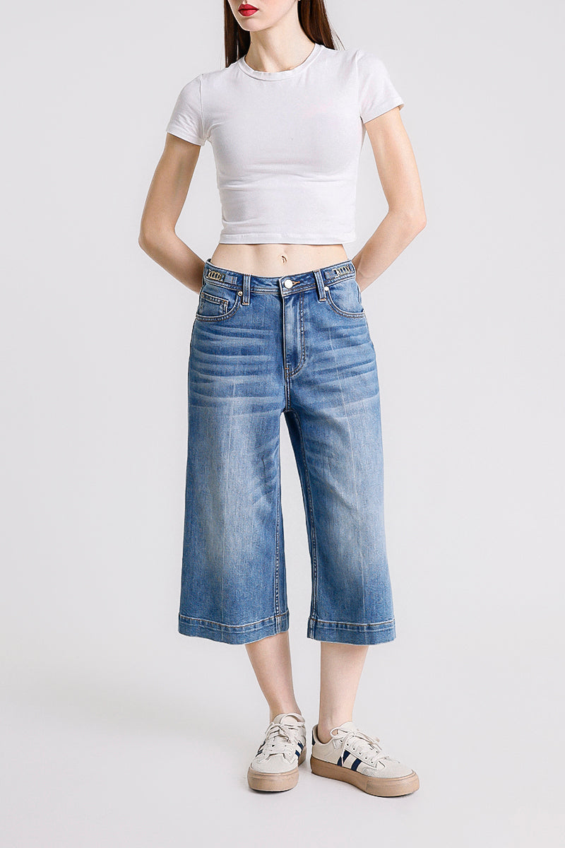 JEANS WIDE LEG CROP