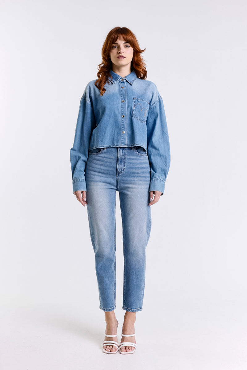 JEANS MOM FIT VITA ALTA