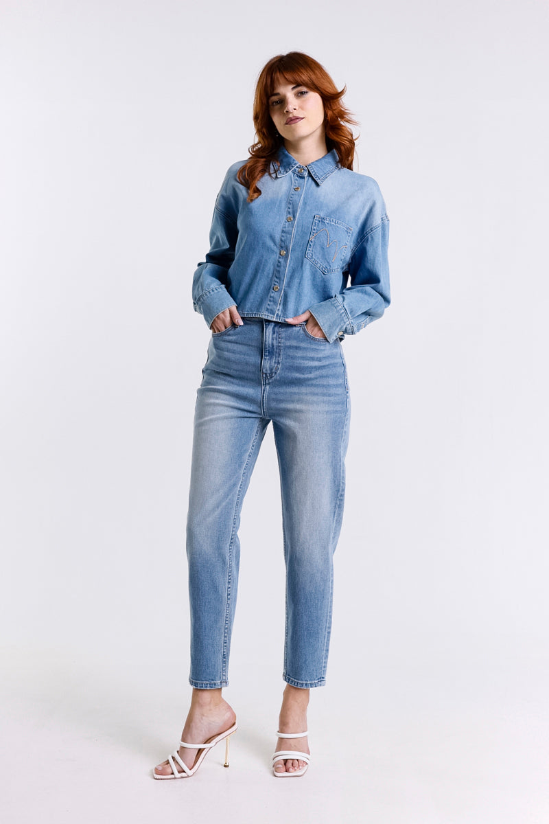 JEANS MOM FIT VITA ALTA