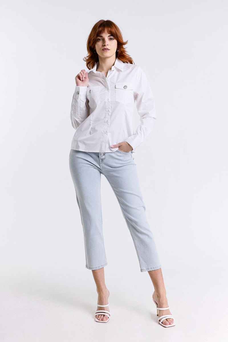 JEANS MOM FIT VITA ALTA CHIARO