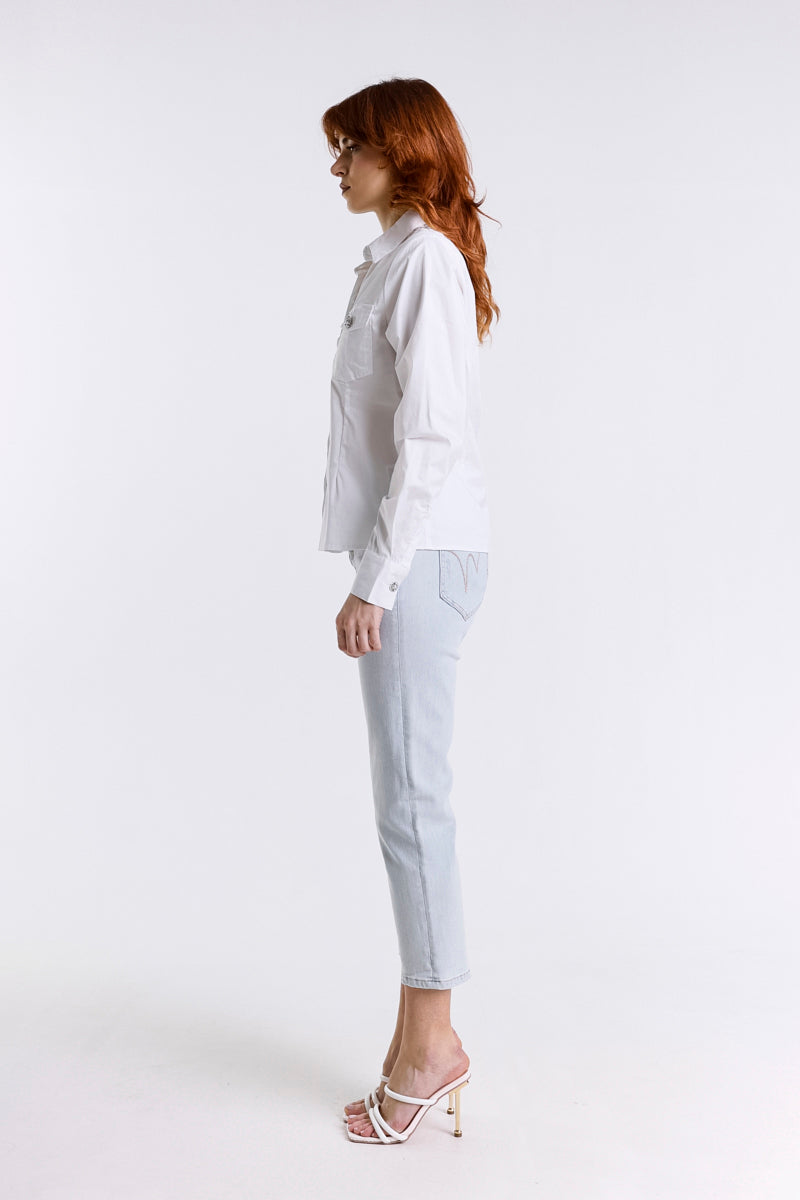 JEANS MOM FIT VITA ALTA CHIARO