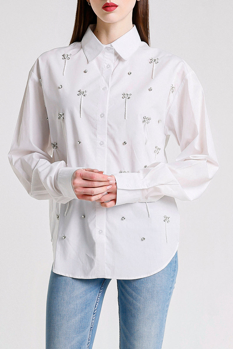 CAMICIA OVER CON STRASS