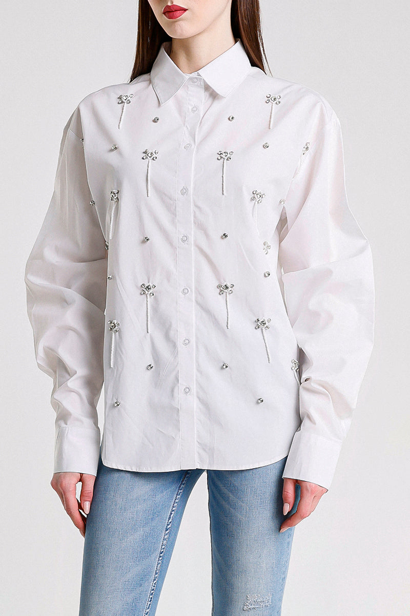 CAMICIA OVER CON STRASS