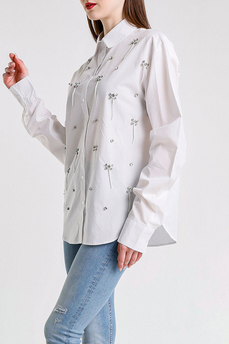 CAMICIA OVER CON STRASS