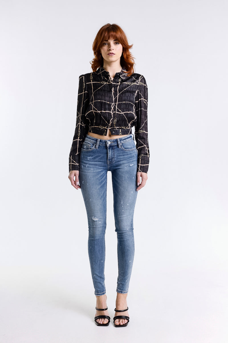 JEANS SUPER SKINNY VITA REGOLARE LAVAGGIO MEDIO