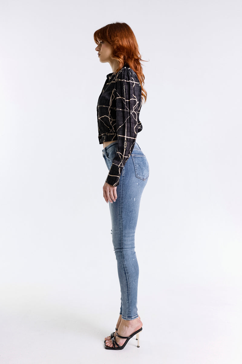 JEANS SUPER SKINNY VITA REGOLARE LAVAGGIO MEDIO