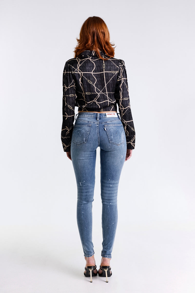 JEANS SUPER SKINNY VITA REGOLARE LAVAGGIO MEDIO