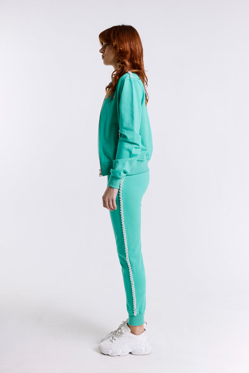 COMPLETO FELPA CON PERLE