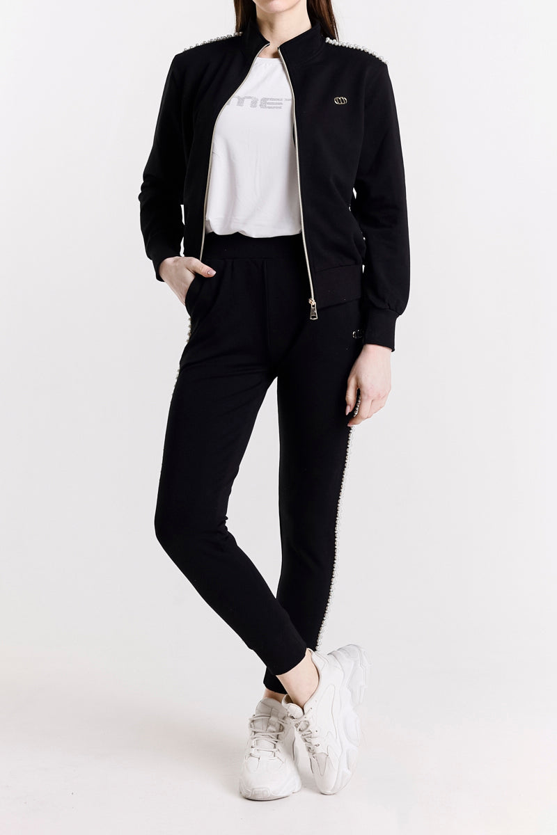 COMPLETO FELPA CON PERLE