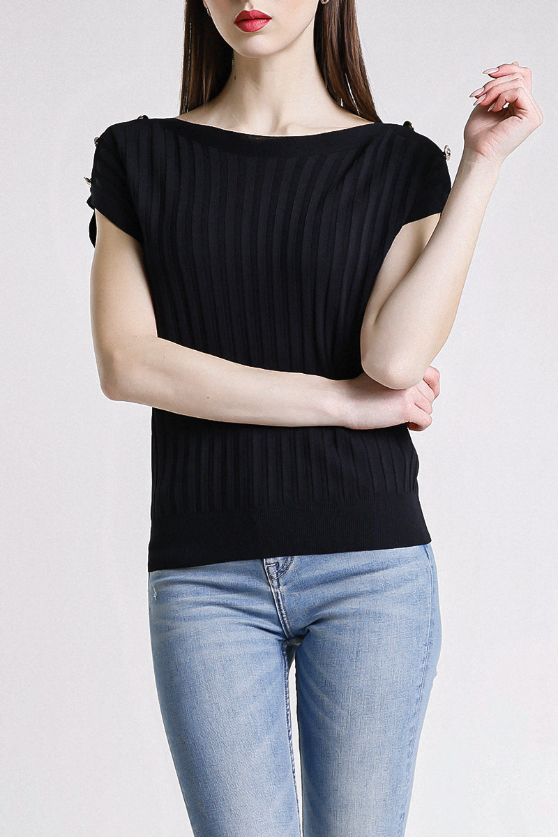 TOP SENZA MANICHE CON BOTTONI