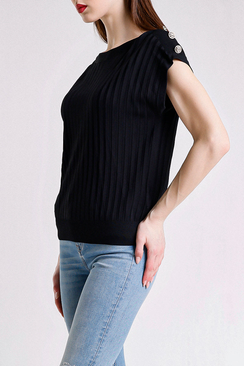 TOP SENZA MANICHE CON BOTTONI