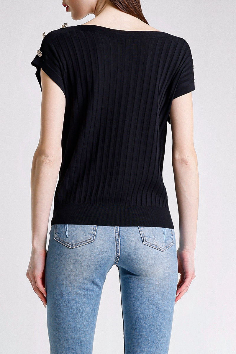 TOP SENZA MANICHE CON BOTTONI