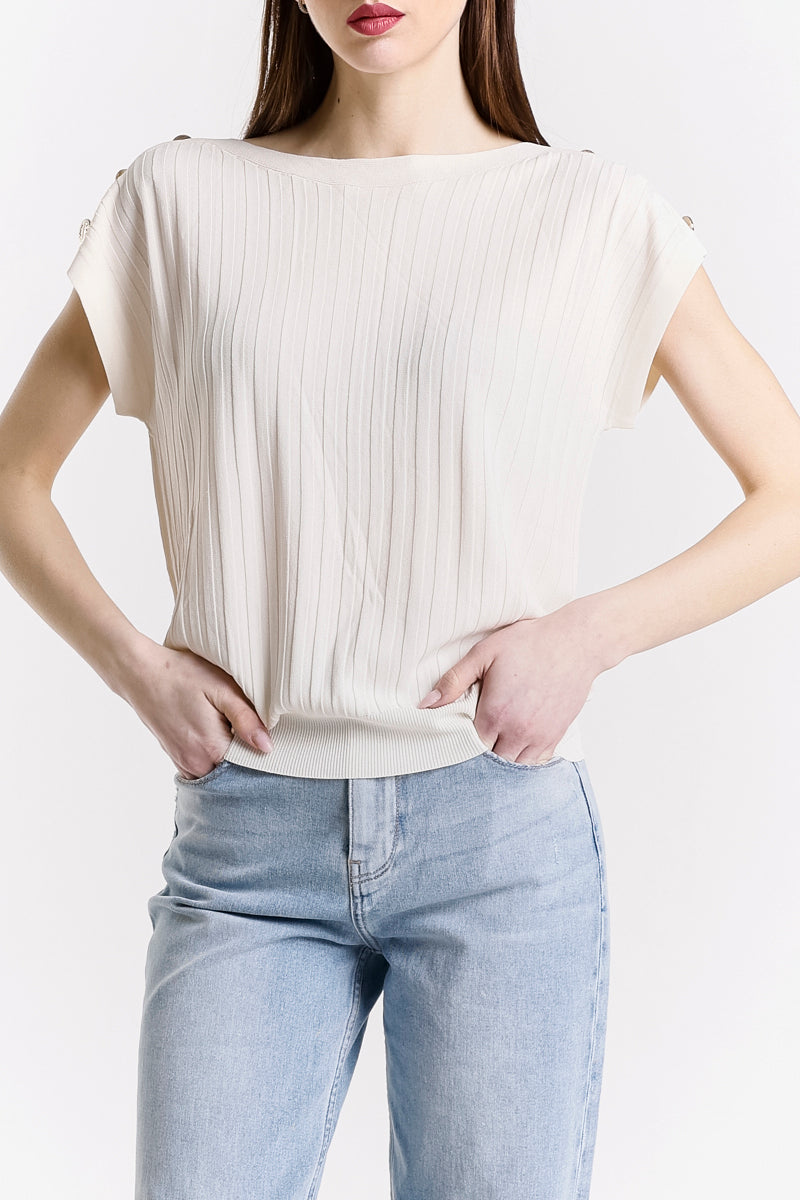 TOP SENZA MANICHE CON BOTTONI