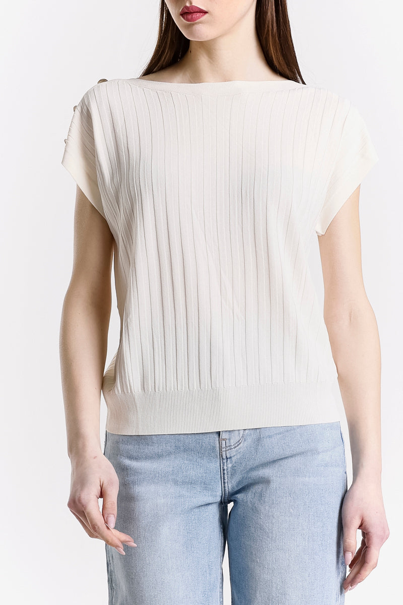 TOP SENZA MANICHE CON BOTTONI