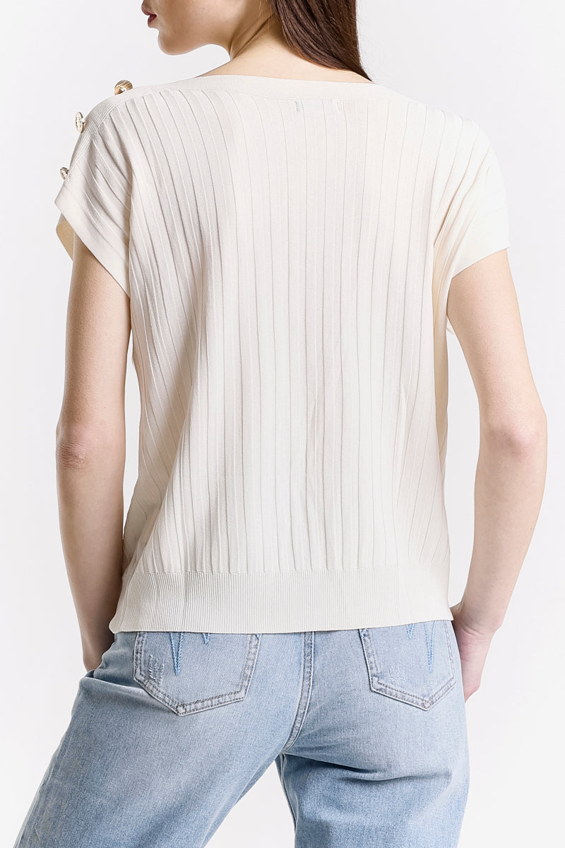 TOP SENZA MANICHE CON BOTTONI