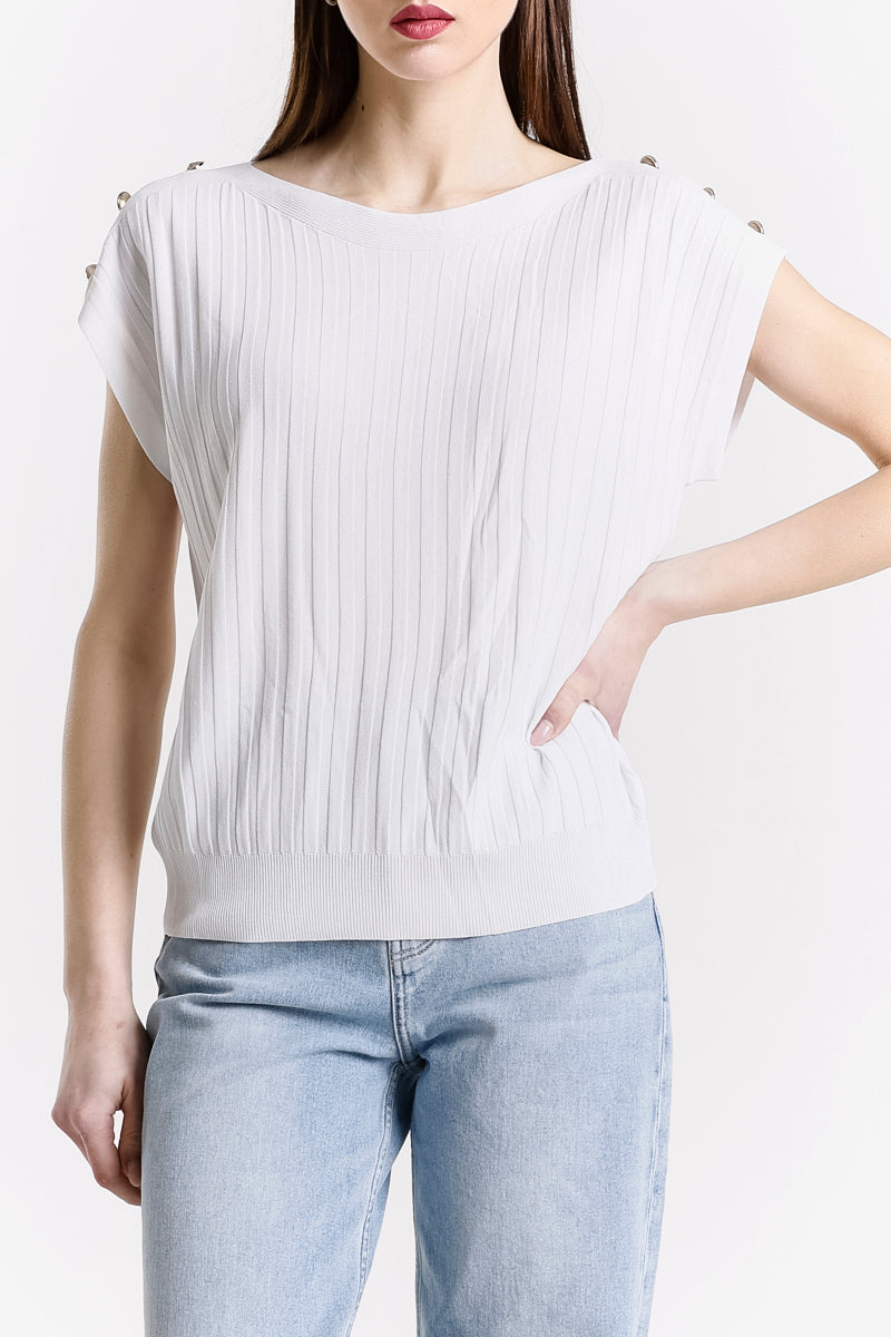 TOP SENZA MANICHE CON BOTTONI