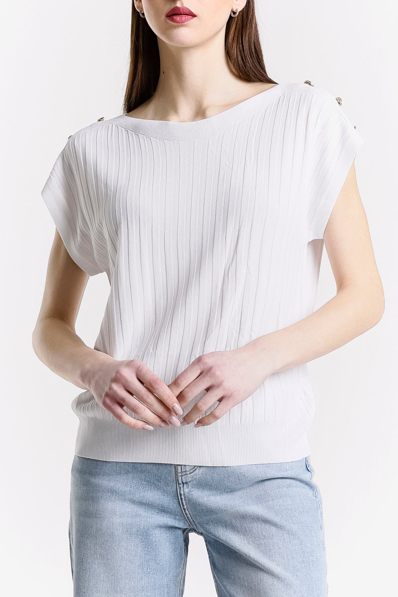 TOP SENZA MANICHE CON BOTTONI