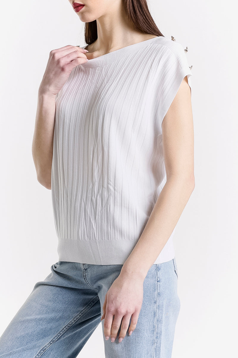 TOP SENZA MANICHE CON BOTTONI