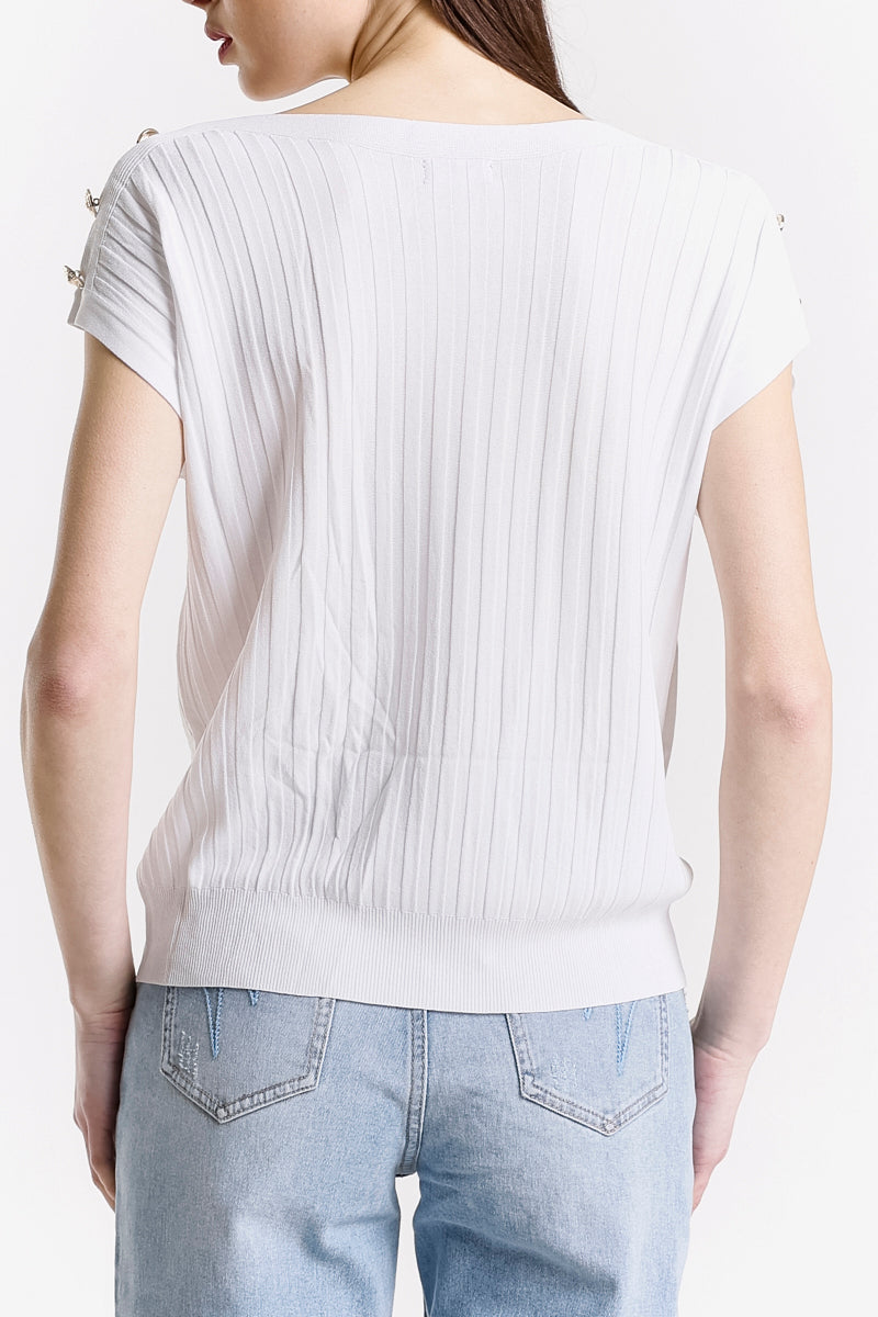 TOP SENZA MANICHE CON BOTTONI